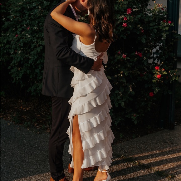 Lulu’s White Midi Ruffle Dress - Picture 4 of 12